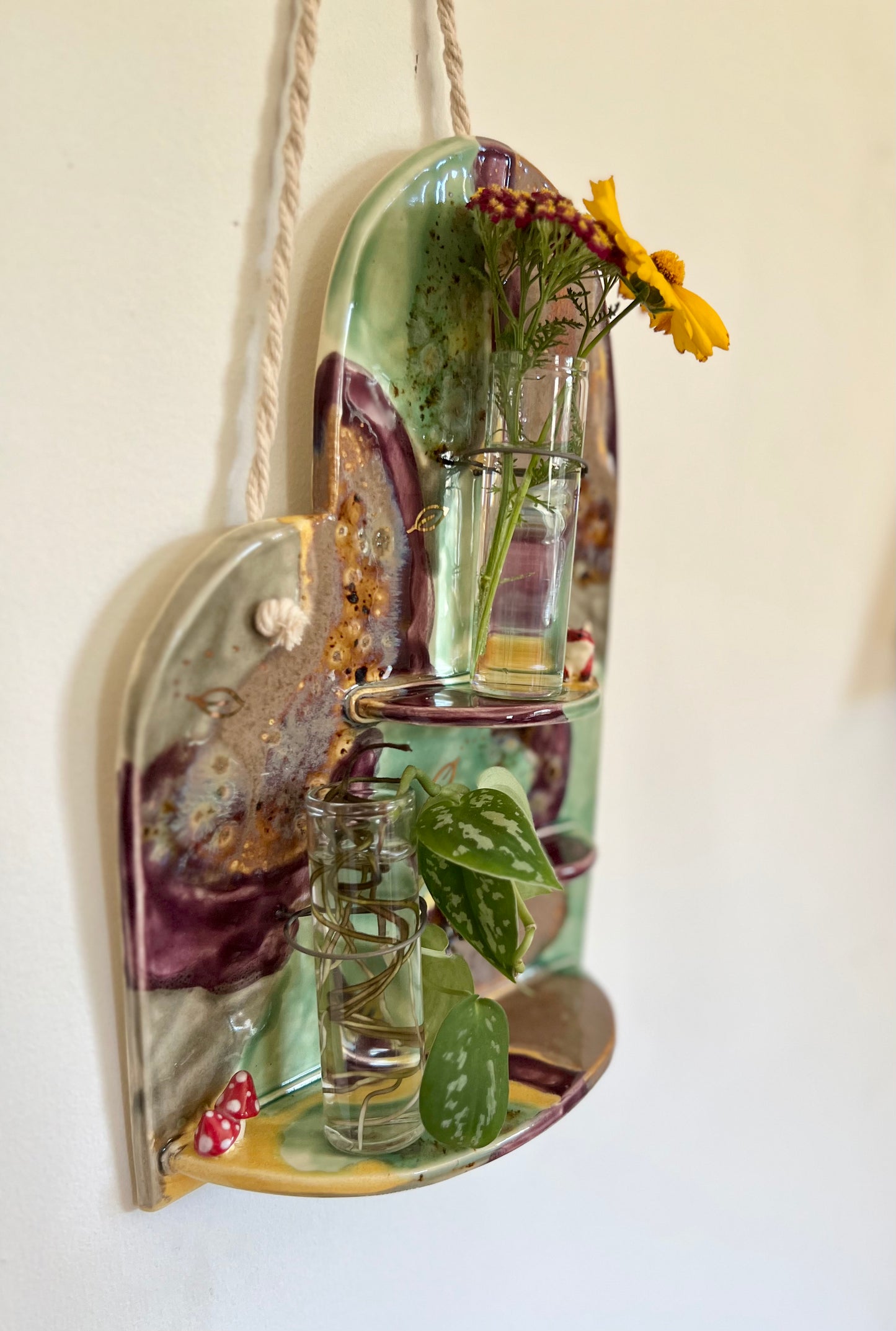Large Fox and Mushrooms Wall Hanging and Plant Propagation Station