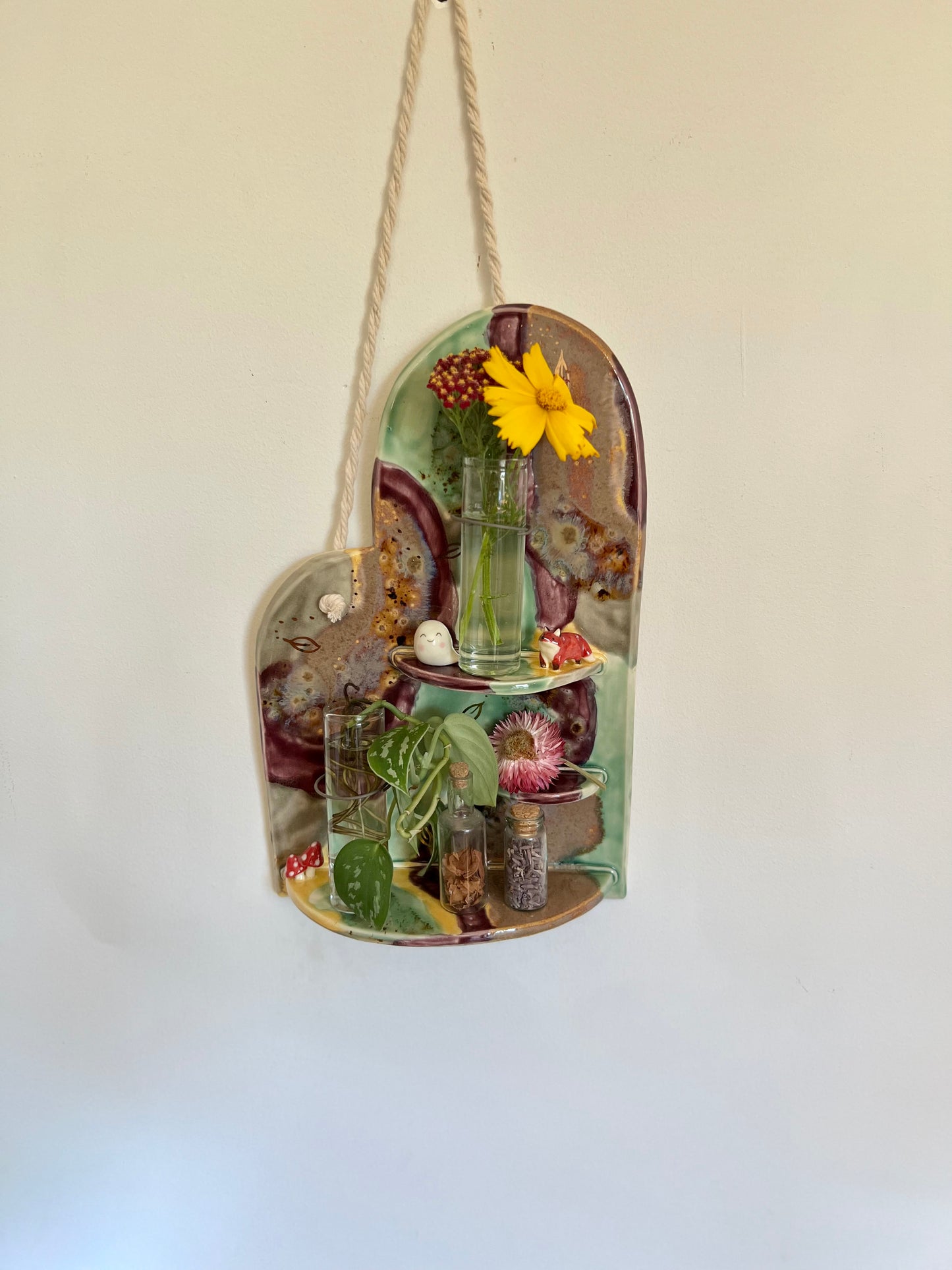 Large Fox and Mushrooms Wall Hanging and Plant Propagation Station