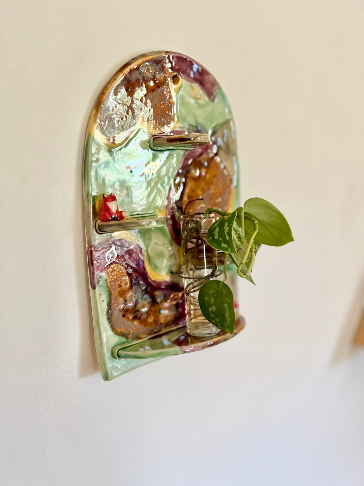 Fox and Mushrooms Wall Hanging and Plant Propagation Station