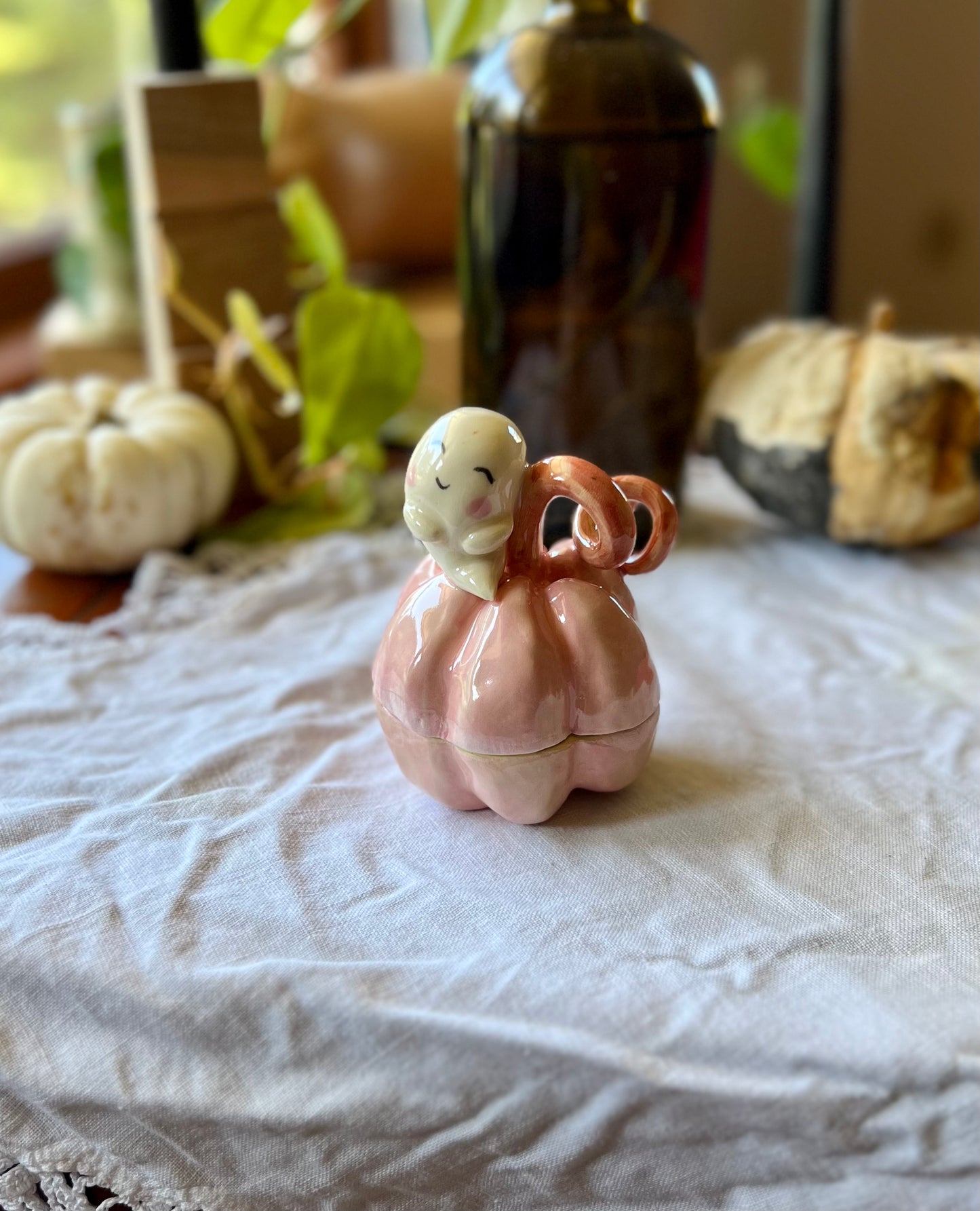 Ghost and Pumpkin Small jar