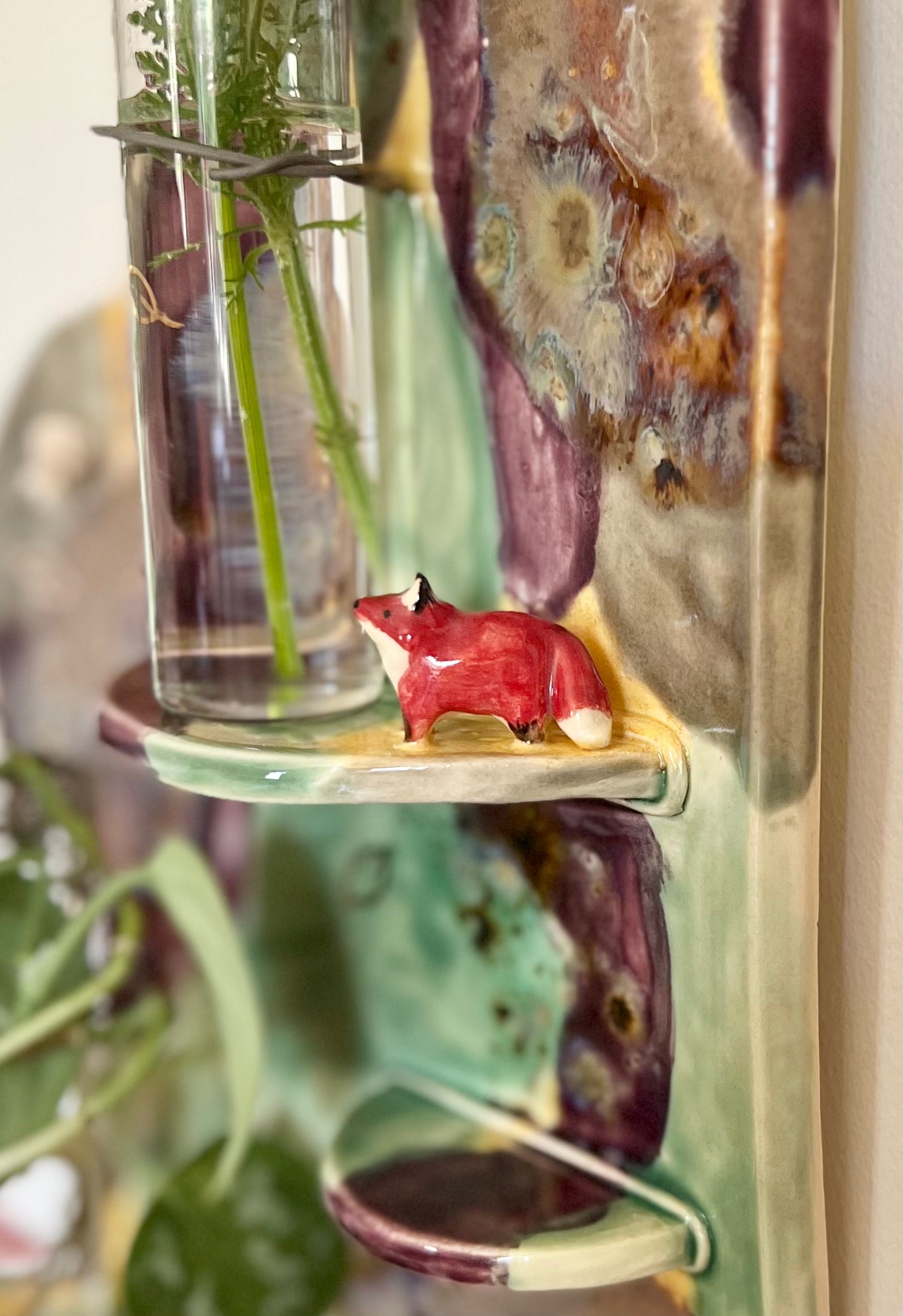 Large Fox and Mushrooms Wall Hanging and Plant Propagation Station